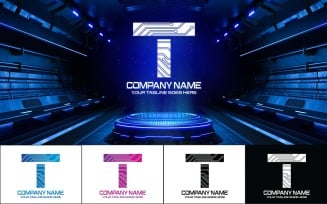 Technology T Letter Logo Design-Brand Identity