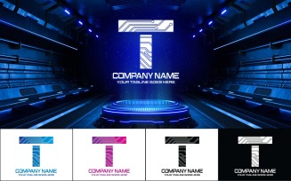 Technology T Letter Logo Design-Brand Identity