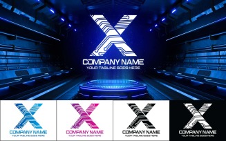 Technology X Letter Logo Design-Brand Identity