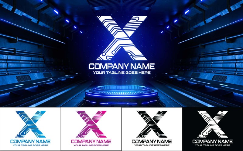 Technology X Letter Logo Design-Brand Identity Logo Template