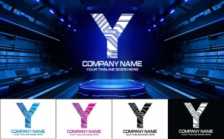 Technology Y Letter Logo Design-Brand Identity