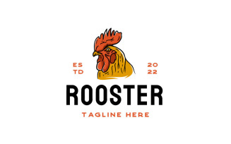 Vintage Rooster Head Logo Design Vector Template