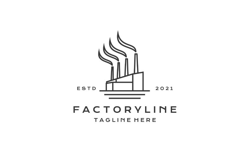 Line Art Factory Building Logo Design. Modern Industrial Logo Design Logo Template