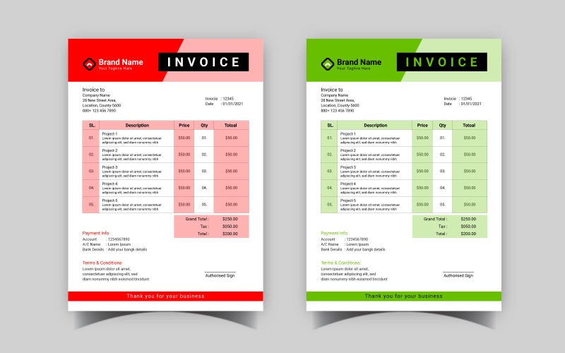 Professional Invoice Template Design 06 Corporate Identity