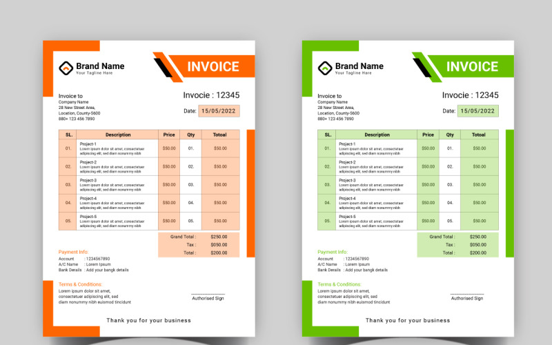 Professional Invoice Template Design 07 Corporate Identity