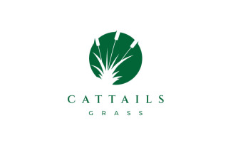 Cattail Grass Logo Design Vector Illustration