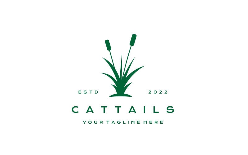 Cattail Grass Logo Design Vector Template Logo Template
