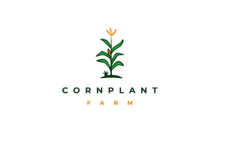 Corn Tree, Corn Stalk, Corn Plant Logo Design Vector Illustration