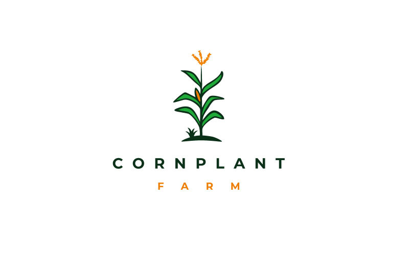 Corn Tree, Corn Stalk, Corn Plant Logo Design Vector Illustration Logo Template