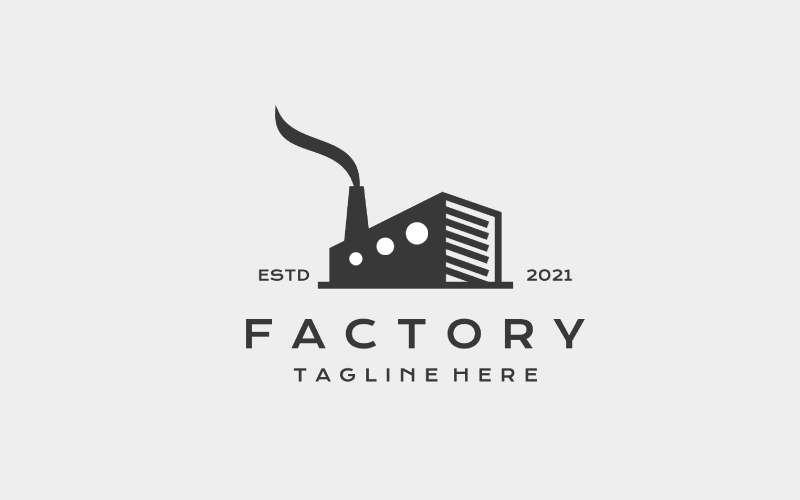 Factory Building Logo Design. Modern Industrial Logo Design Vector Logo Template