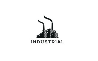 Factory Building Modern Industrial Logo Design Vector