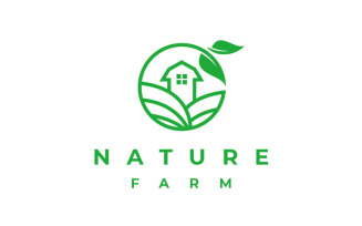 Green Nature Farm Agriculture Logo Design Vector Illustration