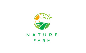 Green Nature Farm Agriculture Logo Design Vector Template