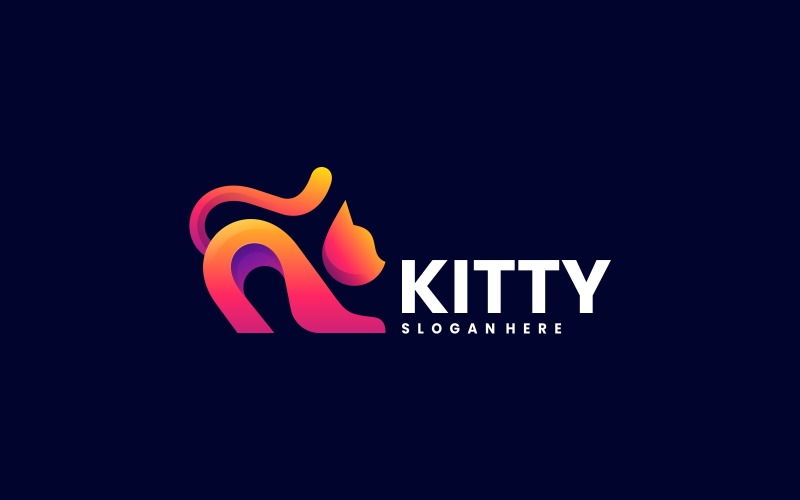 Kitty Cat Gradient Logo Design Logo Template