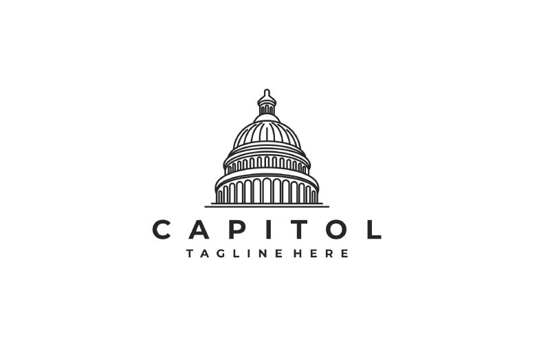 Line Art Capitol Dome Logo Design, Capitol Logo Design Vector Illustration Logo Template
