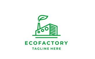 Line Art Eco Factory Logo Design Inspiration