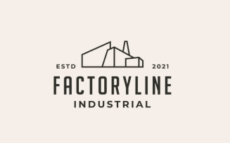 Line Art Factory Building Logo Design. Modern Industrial Logo Template