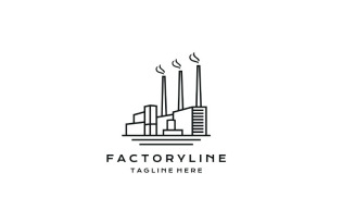 Line Art Factory Building Logo Design Vector Template