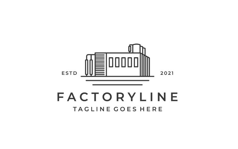 Line Art Factory Building Logo, Modern Industrial Logo Design Template Logo Template