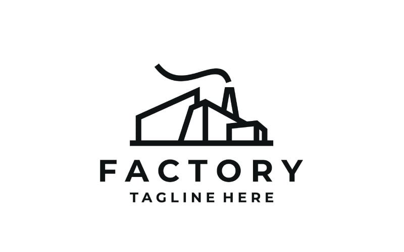 Line Art Factory Building, Modern Industrial Logo Design Template Logo Template