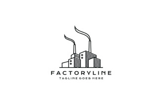 Line Art Factory Building Modern Industrial Logo Design Vector