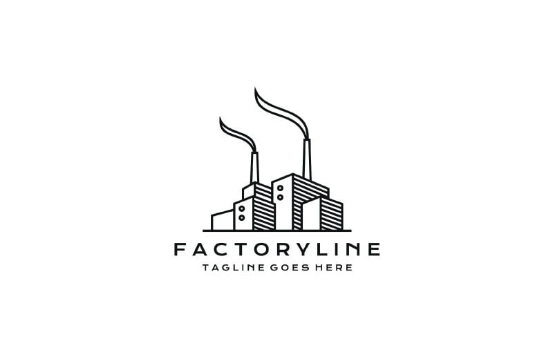 Line Art Factory Building Modern Industrial Logo Design Vector Logo Template