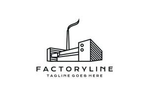 Line Art Factory Building Modern Industrial Logo Design