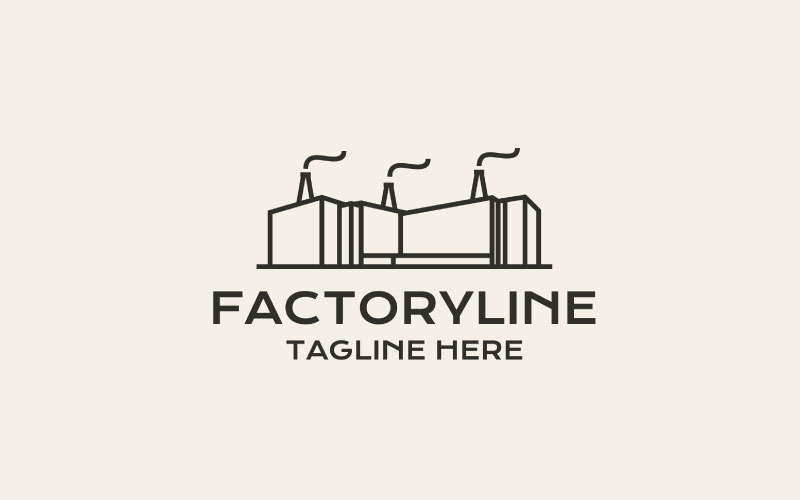 Line Art Factory Building, Modern Industrial Logo Logo Template