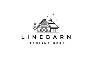 Line Art Farm Barn Logo Design - Barn Wood Building House Farm Ranch Logo Design