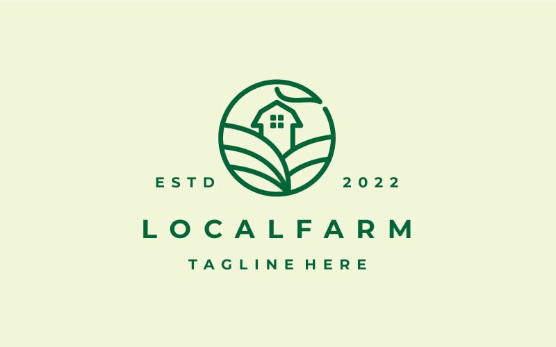 Line Art Green Nature Farm Agriculture Logo Design Vector Logo Template