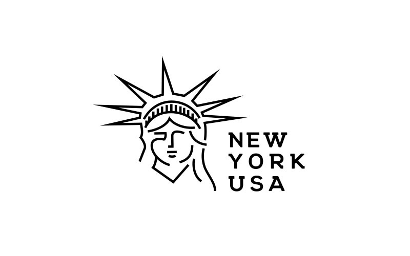 Line Art Statue Of Liberty Logo Design Illustration Logo Template
