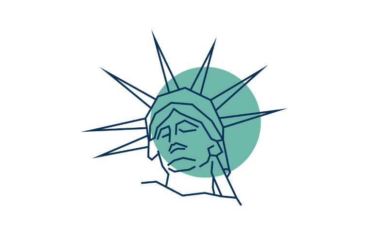 Line Art Statue of Liberty Logo Design. Liberty Statue Vector Illustration Logo Template