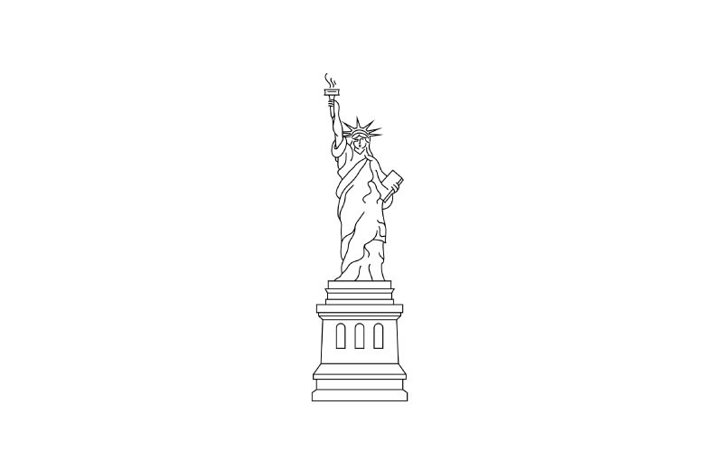 Line Art Statue of Liberty Vector Illustration Logo Template