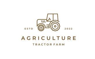 Line Art Tractor Farm Agriculture Logo Design Vector Template