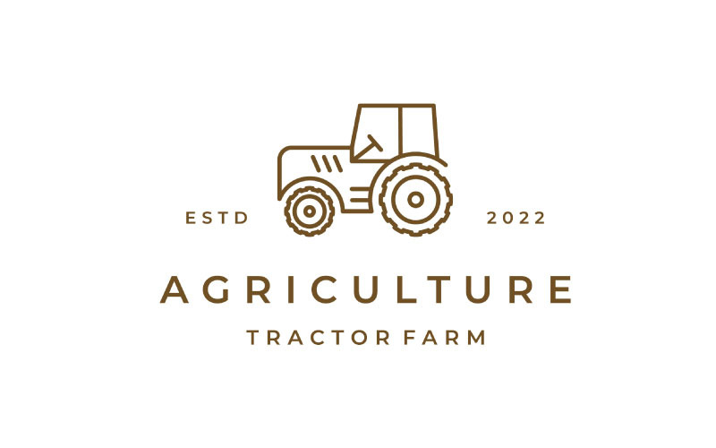 Line Art Tractor Farm Agriculture Logo Design Vector Template Logo Template