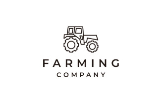 Line Art Tractor Farm Agriculture Logo Design