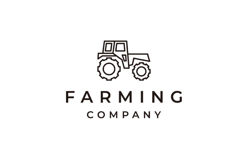 Line Art Tractor Farm Agriculture Logo Design Logo Template
