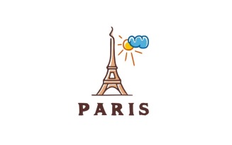 Paris Eiffel Tower Logo Design. Vector Illustration Of The Eiffel Tower