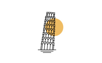 Pisa Tower Line Art Logo Icon Vector Illustration