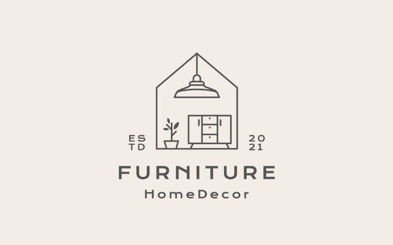 Retro Line Art House Home Furniture Logo Design Template Logo Template