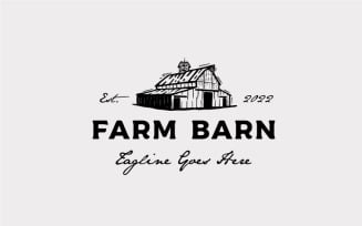 Vintage Farm Barn Logo Design - Barn Wood Building House Farm Ranch Logo Design