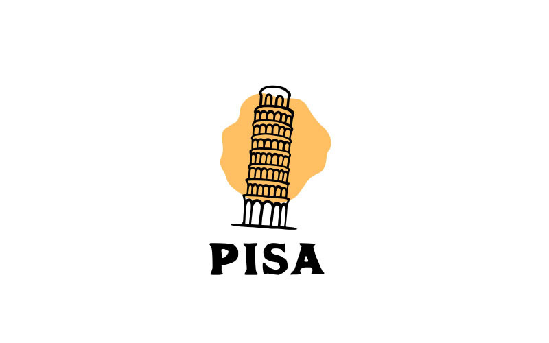 Vintage Hand Drawn Pisa Tower Logo Vector Illustration Logo Template