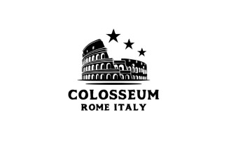 Vintage Vector Logo Of The City of Rome, Italy. Colosseum Logo Design Vector Illustration