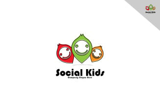 Minimal Human Social Kids Logo Template