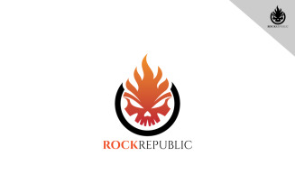 Minimal Skull Rock Republic Logo Template