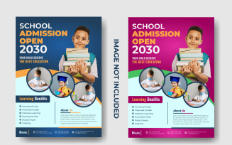 School Admission Flyer Or Poster Template. Back To School Paper Size Design