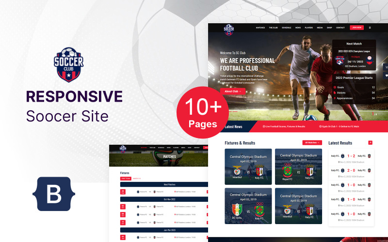 Soccer Club - Football or Sports Club Website HTML Template Website Template