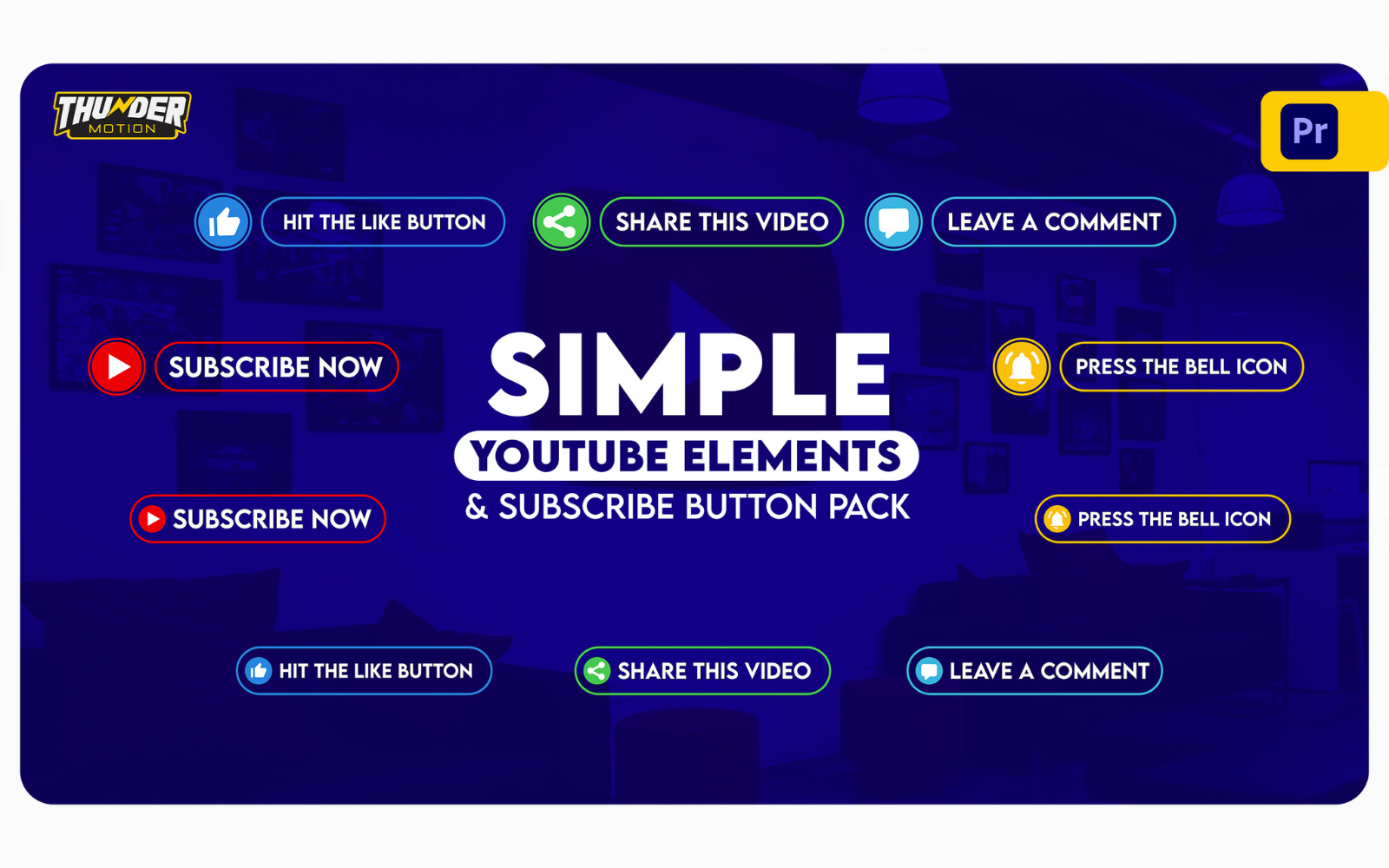 Simple YouTube Elements And Subscribe Button Pack - Motion Graphics Template