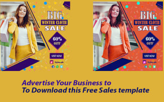 Free Sale business Template social media with Discount Offer