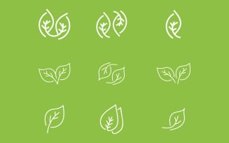 Leaf line art icon sets free vector template